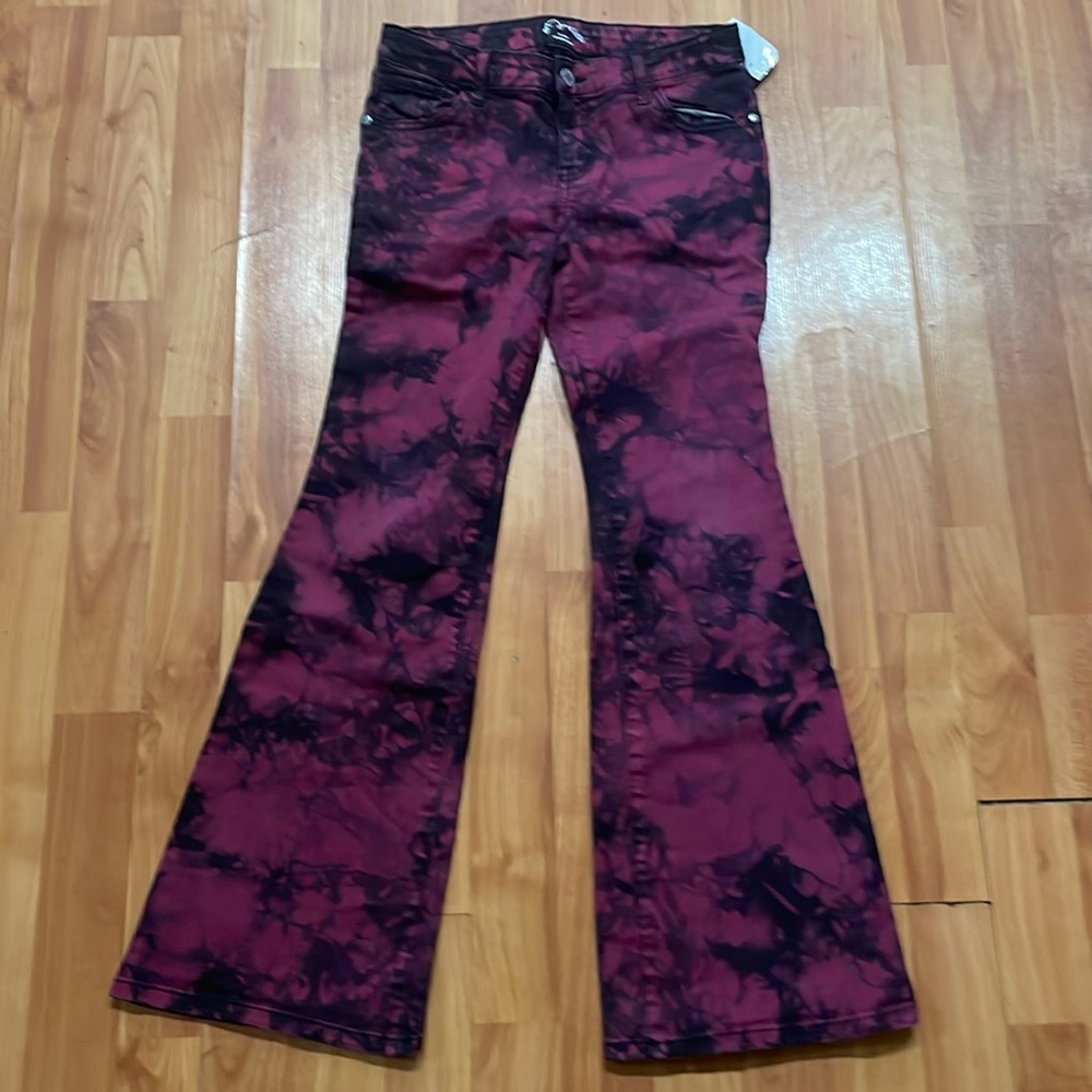 art class Maroon and Black Tie-Dye Flared Jeans